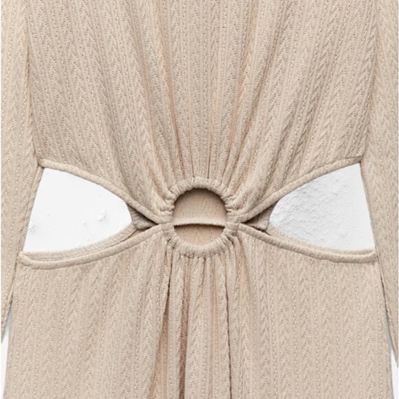 NWT - Zara Cut Off Soft MIDI stretchy Dress Size: Small MSRP $110 - Picture 2 of 6